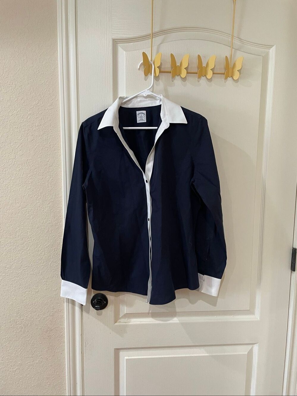 Brooks Brothers Contrast-Trim Blouse Size 14